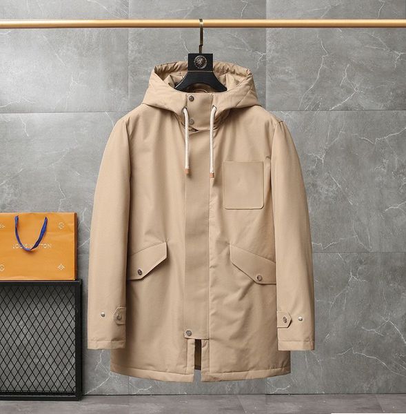 

men's down parker 2021 new thickened extreme cold warmth casual fashion fluffy long coat logo counter synchronization high-end goods, Black