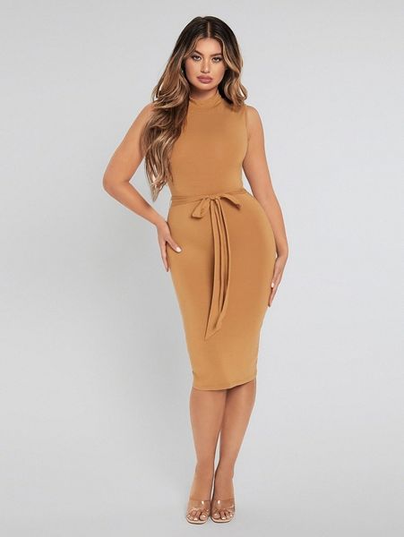 

sxy mock neck knot front bodycon dress h1ka#, Black;gray