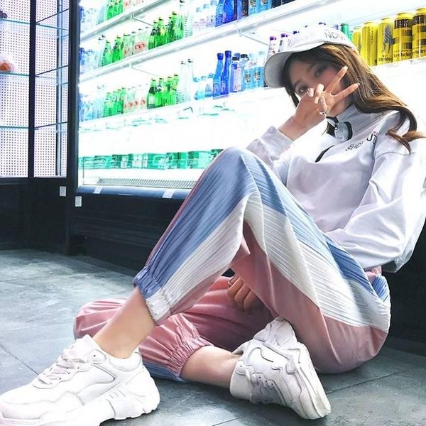 

women's pants & capris drop harem women summer autumn casual ol high waist slim work streetwear plus size 4xl trousers, Black;white