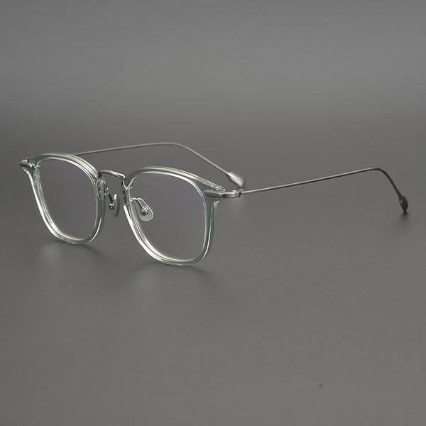 

design sunglasses high taste refined transparent yellow pure titanium spectacle large face square frame can be equipped with several heights, White;black