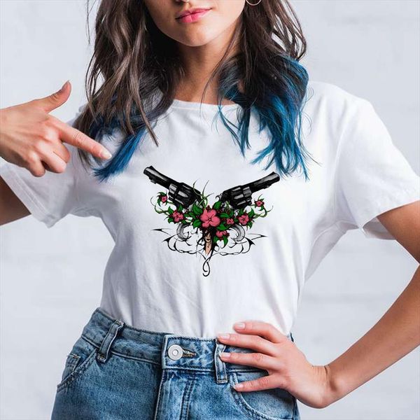 

fashion european punk guns n men roses and women white street rock hip hop short sleeve streetwear summer, White;black