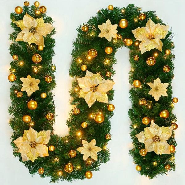 

decorative flowers & wreaths 2.7 m christmas led rattan garland green artificial xmas tree banner decoration