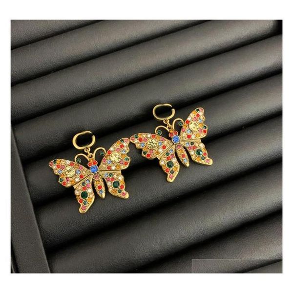 

vintage butterfly crystal necklaces color diamond earrings studs brand letters designer bracelet women lu jllhqq bdesybag, Black