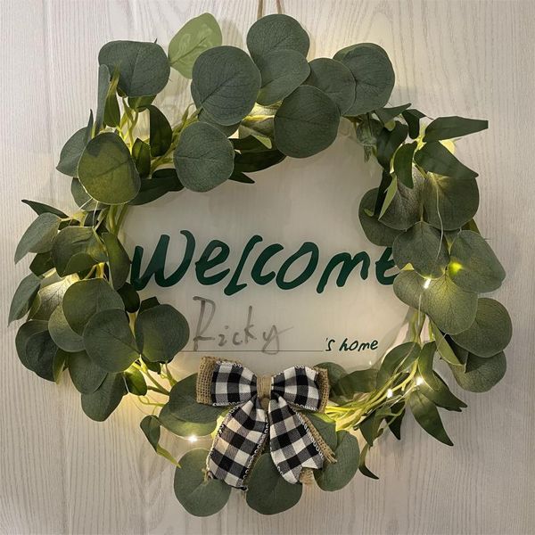 

decorative flowers & wreaths simulation eucalyptus money leaf wreath artificial garland hanging pendants for wedding home decoration pograph