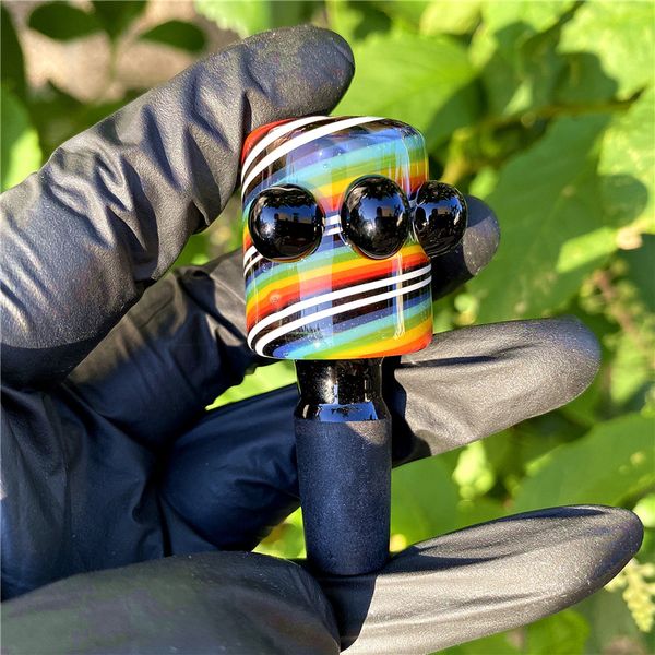 JEMQ Gökkuşağı Slaytlar 14.4mm nargile Erkek İthal Renk Su Bongs sigara kaseler Için Renkli Dekoratif Cam El Sanatları Kase Made