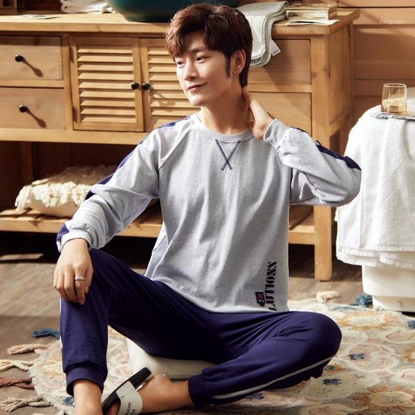 

men's sleepwear 2021 autumn long sleeve cotton pajama sets for men suit pyjamas male homewear loungewear home clothes, Black;brown