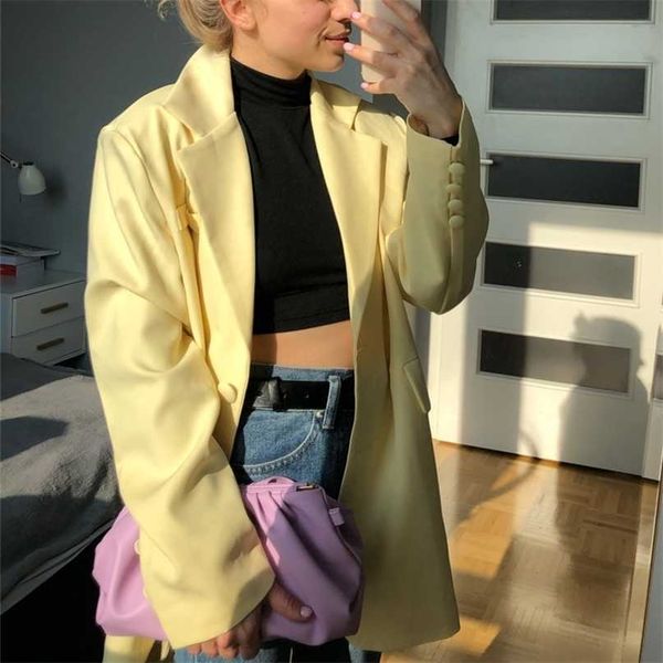 

colorfaith spring autumn women's blazers pockets jackets fashionable vintage oversized elegant office lady jk21108 211122, White;black