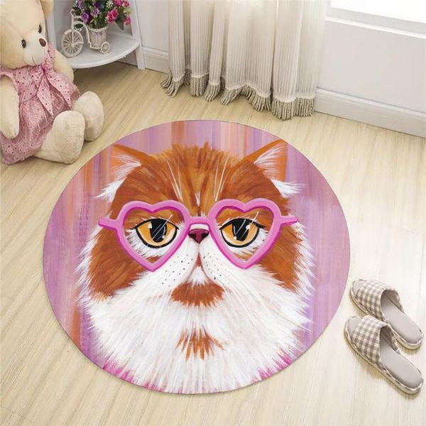 

cartoon cat mat floor mat round pet cute carpet bedroom living room korean washable round carpet tatami tapis salon rug