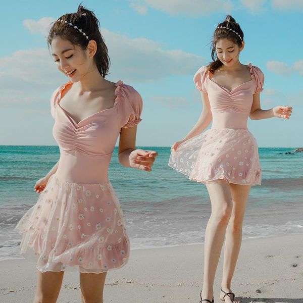 

korea monokini women swimwear dress one piece swimsuit solid bathing suit push up monokini beachwear 2021 new maillot