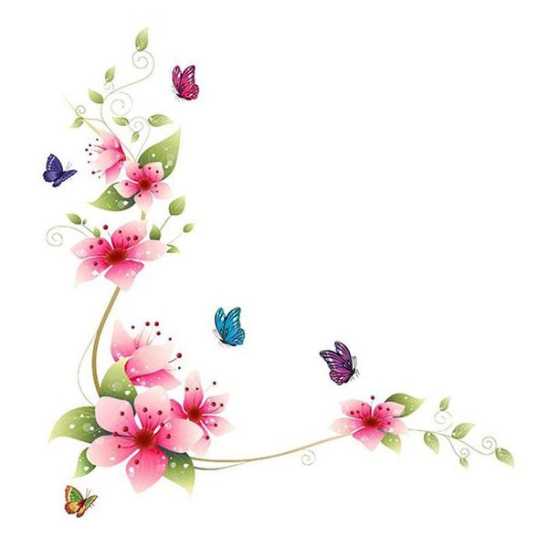

wallpapers flower butterfly wall paper decals removable sticker home decoration 64 cm*62cm