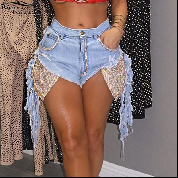 

women washed denim shorts with sequins patchwork detail casual new fringe trim ripped skinny denim shorts xxl, White;black
