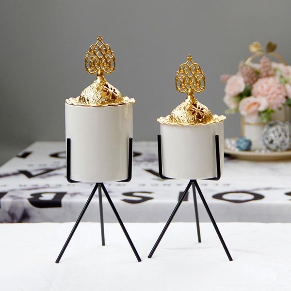 

fragrance lamps golden ceramic metal elegant luxury incense burner middle east arabic mabkhara holder