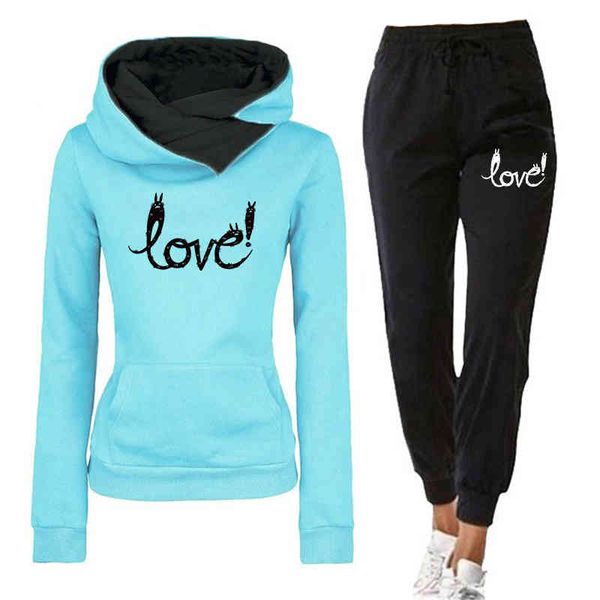 

women's two piece pants casual tracksuit women set outfits autumn spring harajuku sweatshirt hoodies and jogger suits ropa de mujer kef, White