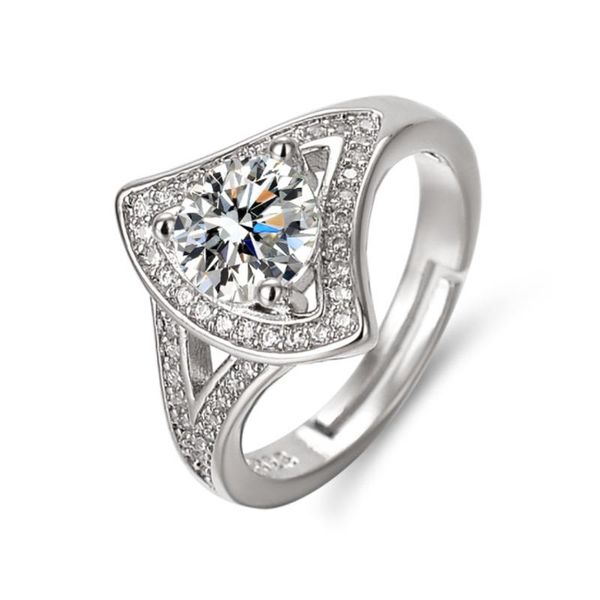 

wedding rings creative fan 1 karat ring full diamond skirt imitation moissanite super flash engagement for women, Slivery;golden
