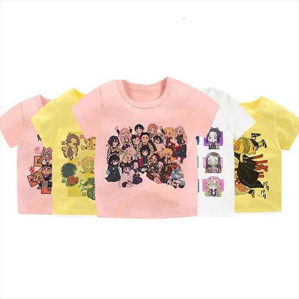 

t shirt japanese selling cartoon anime demon killer blade game graphic toddler summer clothes kids, Blue