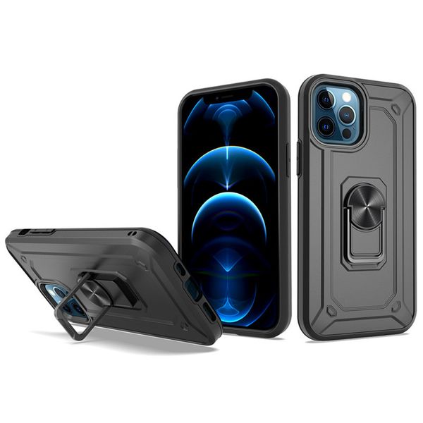 Casos de telefone 2 em 1 TPU PC para Motorola Moto G Play 2021 com suporte de anel magnético kickstand de armadura híbrido à prova de choque