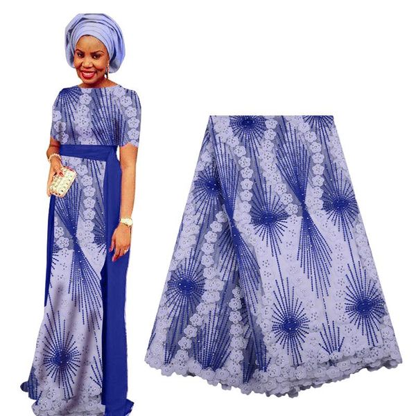 

ribbon 2021 selling african lace fabric french embroidery tulle with beads nigerian for woman dress, Pink;blue