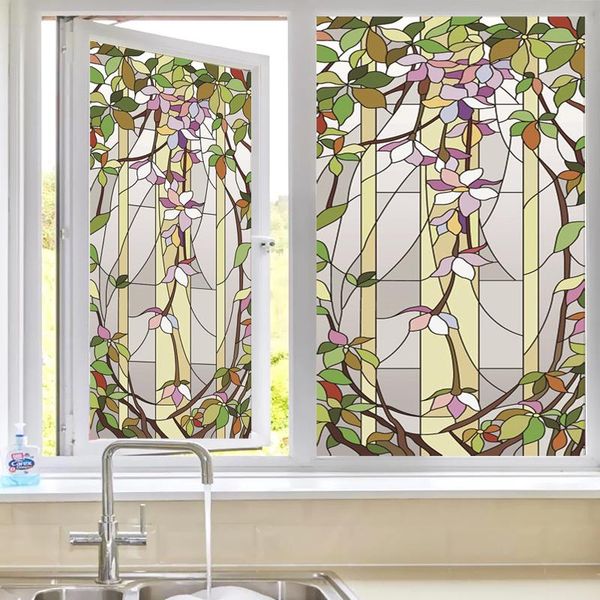 

window stickers customized size stained glass film static cling sticker privacy translucent opaque frosted poster home decor