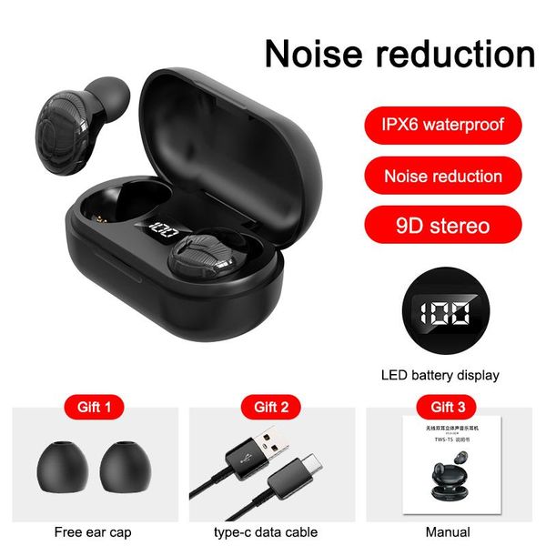 

1pcs wireless earphone v5.0 ipx6 waterproof key operation led digital display noise reduction large-capacity charging