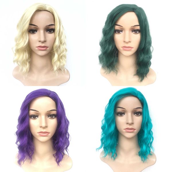 

wig solid color short curly wave head set chemical fiber wig hr8400, Black