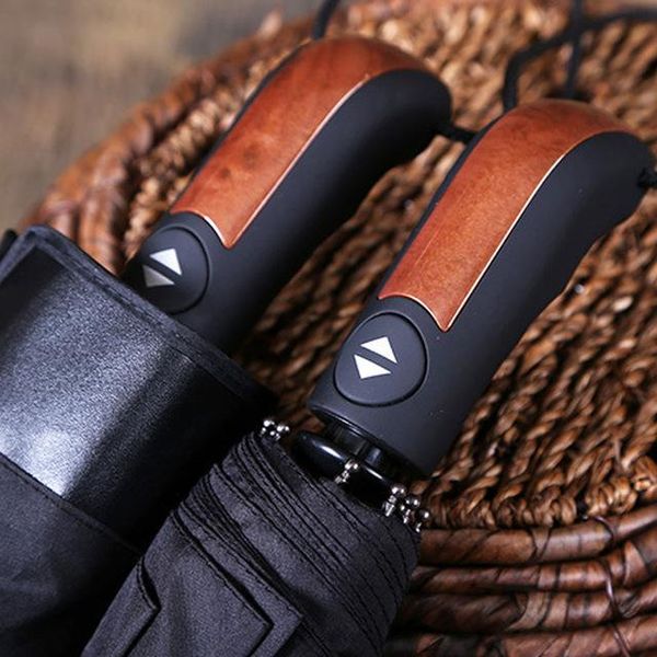 

umbrellas classic english style umbrella men automatic 10ribs strong windresistant 3 folding rain business male quality parasol