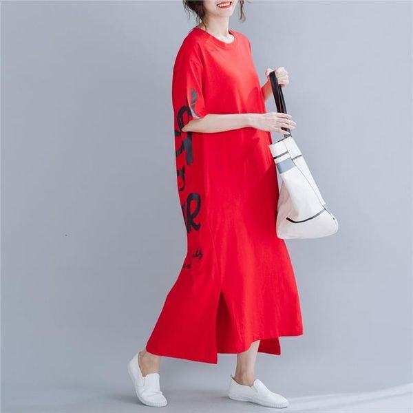 

summer letter printing womens dresses short sleeve korean large size long vestidos robe elbise, Black;gray