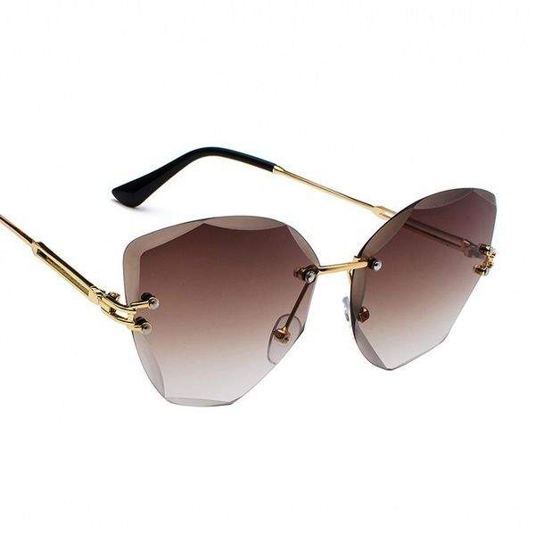 

fashion lady sun glasses 2020 rimless women sunglasses vintage alloy frame butterfly classic brand designer shades oculos de sol glasses who, White;black