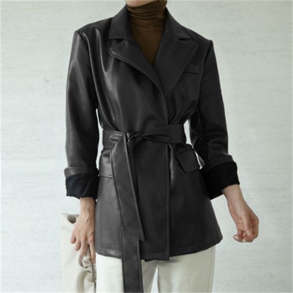 

2021 genuine leather jacket real sheep female spring w16 kvop, Black;brown