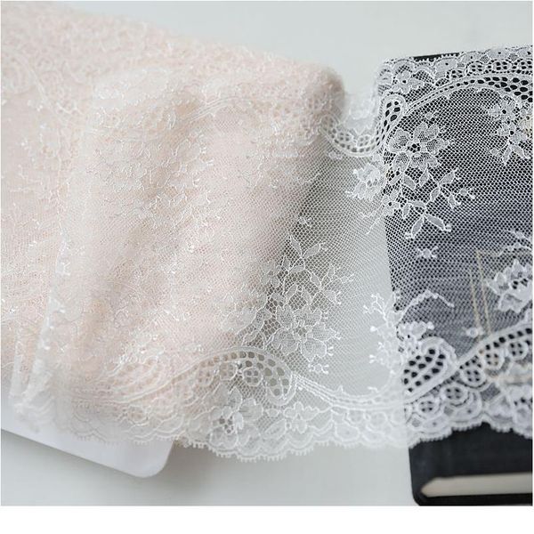 

1meter/pack 19.5cm good quality light skin color bilateral embroider tulle lace fabric sewing trim dress accessor qyllai