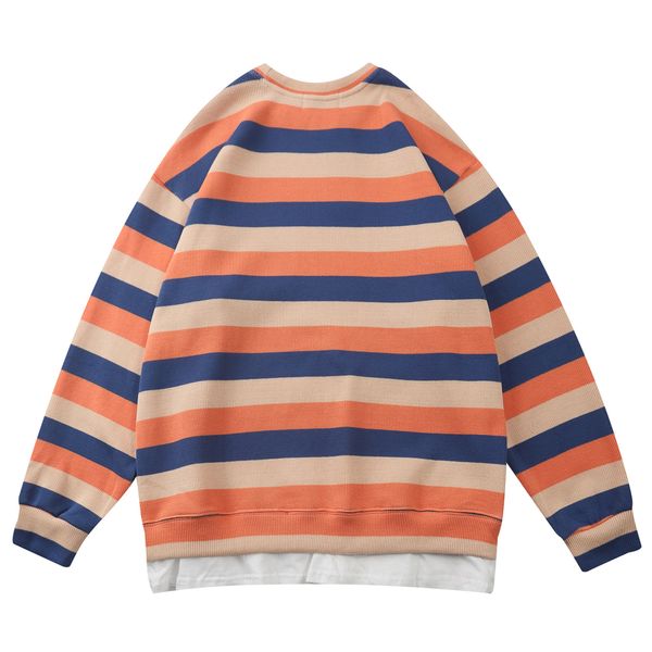 

new ss 2021 hip hop streetwear sweatshirt mens patchwork stripe harajuku hoodie winter long sleeve pullover cotton orange erg8, Black