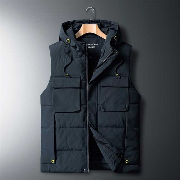 

autumn winter sleeveless jacket down vest men's warm thick hooded coats padded waistcoat plus size xl-5xl 6xl 7xl 8xl 211111, Black;white