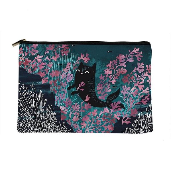 

cosmetic bags & cases women undersea cat printed make up bag fashion cosmetics organizer for travel colorful storage lady
