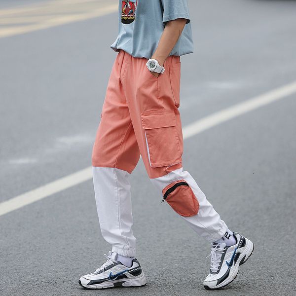 

2021 new cotton harajuku patchwork harem pants men hip hop casual trousers male fashion pockets streetwear joggers sweatpants buiw myf8, Black