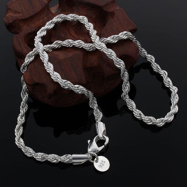 

chains 925 sterling silver necklace 4mm chain twisted rope and men women jewelry gift