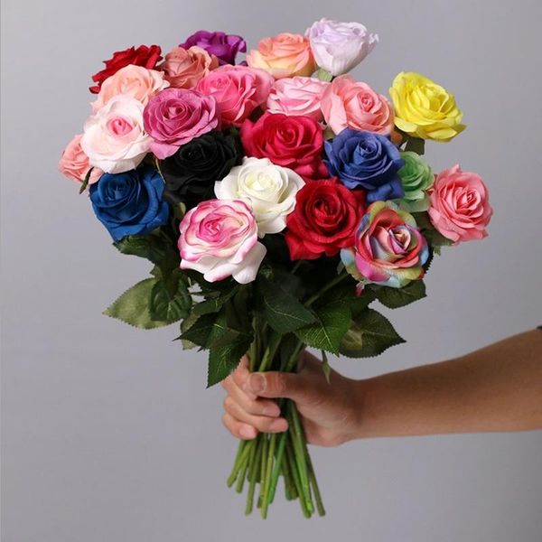 

decorative flowers & wreaths 1pcs artificial rose branch wedding decoration vivid simulation roses silk flower bride home decor