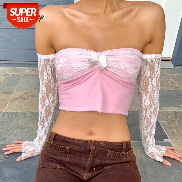 

Weekeep Lace Patchwork Sexy Clubwear Crop Top Women Backless Slash Neck Frills T-Shirt Ladies Party Streetwear Off Shoulder Tops #kn5Q, White