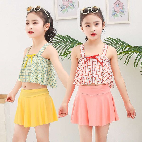 

children's swimsuit girl's split skirt children's lovely princess baby, Blue
