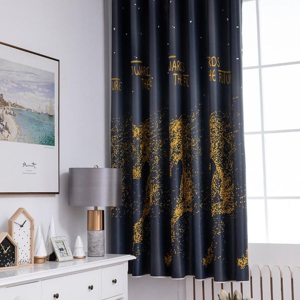 

curtain & drapes iron tower printing blackout blue .100*200cm wide*length perforated 1pc