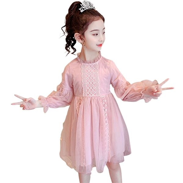 

dress for girls mesh kids party es lace kid pricness spring autumn childrens clothing 210527, Red;yellow
