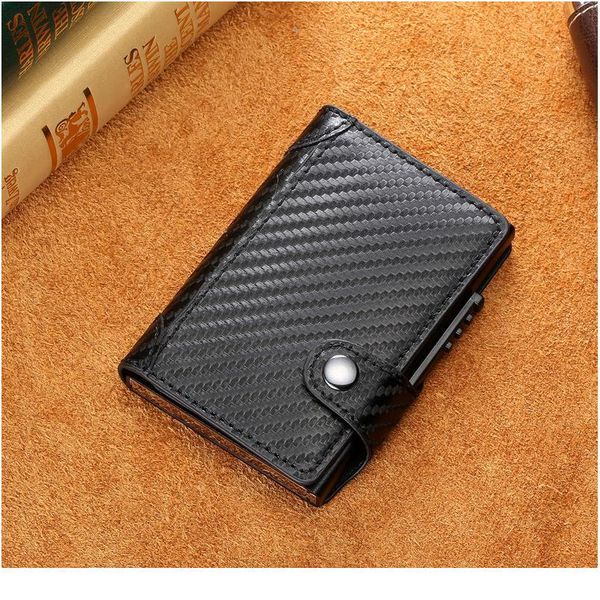 

bycobecy rfid blocking men and women card holder for travel drop-shipping slim card holder carbon fiber pu leather car jllslf