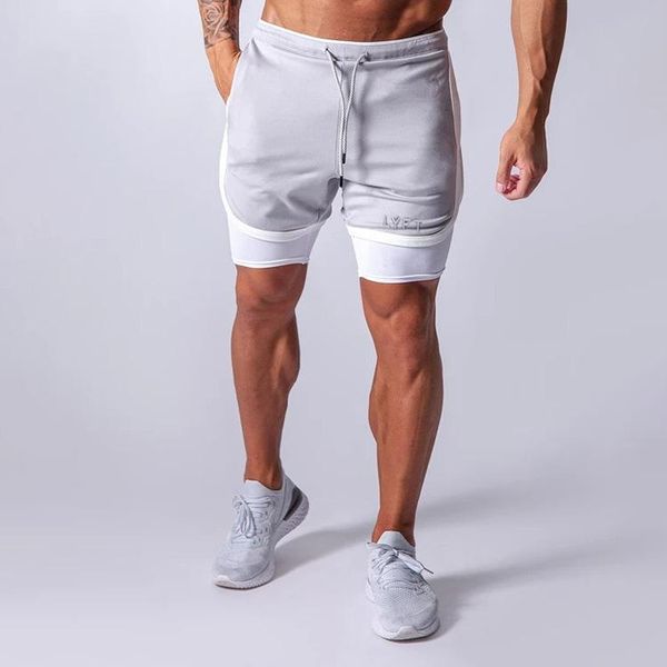 

new spring/summer 2021 quick-dry sports casual shorts men's outdoor fitness running pants training fake two basketball pants, White;black