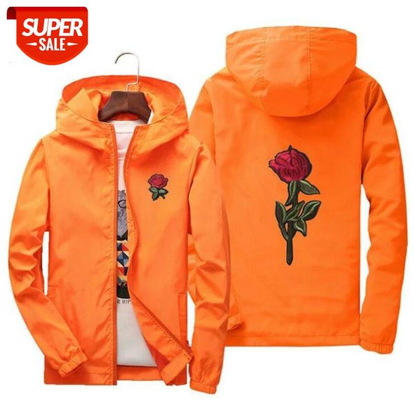 

dropshipping embroidery rose flower windbreaker jacket men puls size 7xl hooded bomber jacket skin mens jacket jaqueta masculina #an8g, Black;brown