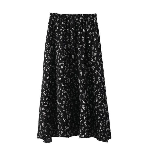 

skirts black broken flower fairy skirt women summer medium length a-line with elasticity high waist thin hip hop