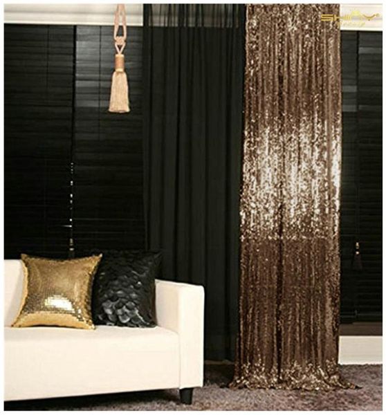 Cortina de pano de fundo de decoração de festa 2 painéis 2ftx7ft cortinas de lantejoulas de chocolate