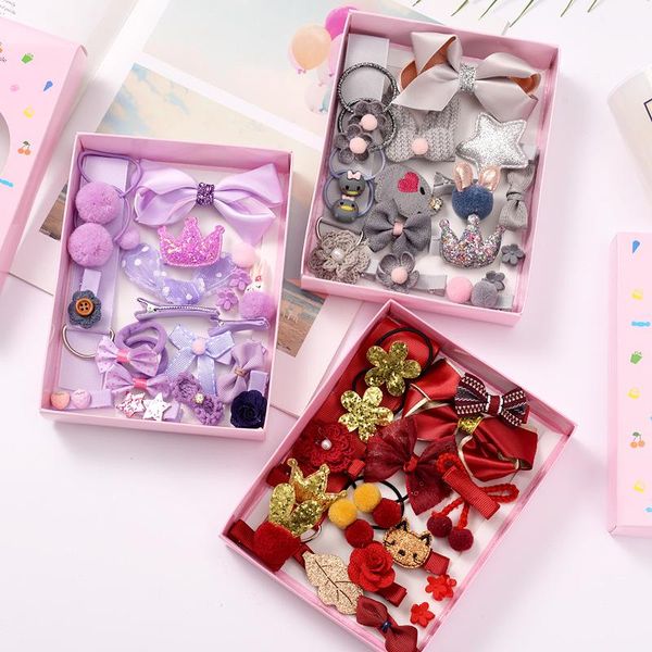 

hair accessories 18pcs children's clips hairpin suits year's gift to the child lovely decoration bands, Slivery;white