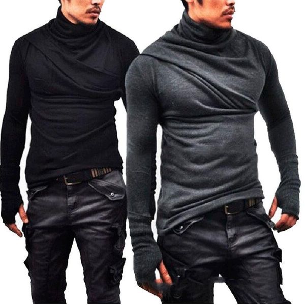 

men's t-shirts ropa de hombre 2021 spring autumn europe america pullover stand collar long-sleeved t-shirt trend casual streetwear, White;black