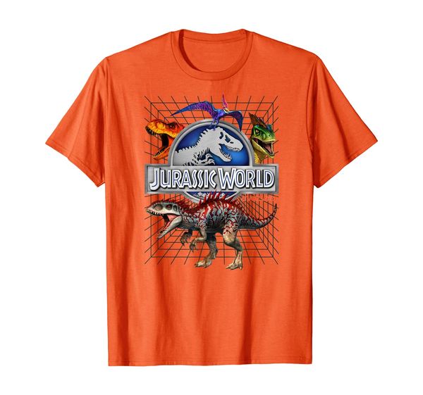

jurassic world evolved dino grid t-rex graphic t-shirt, White;black
