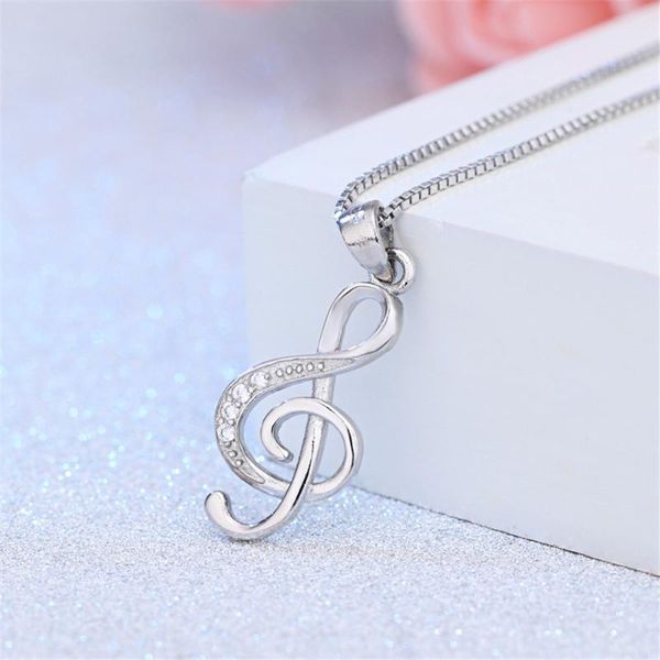

pendant necklaces shdede musical note zircon necklace for women fashion party jewelry gift korea trendy accessories -wh6, Silver