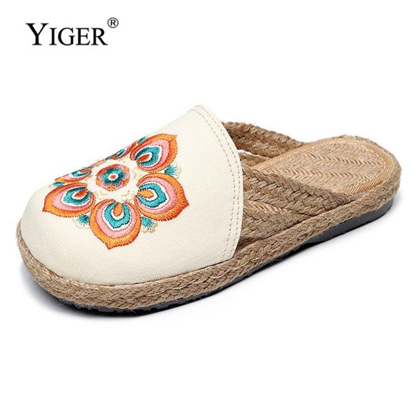 

slippers women's pastoral retro ethnic embroidered multicolor soft and comfortable baotou sandals women vintage chinese style, Black