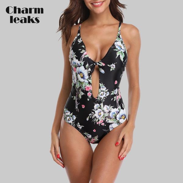 

women's swimwear charmleaks women one piece swimsuit strappy bandege back cross bikini bathing suit beachwear monokini, White;black